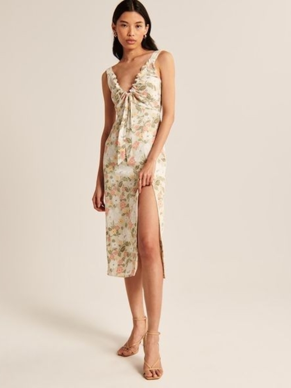Cinched Neck Slip Midi Dress